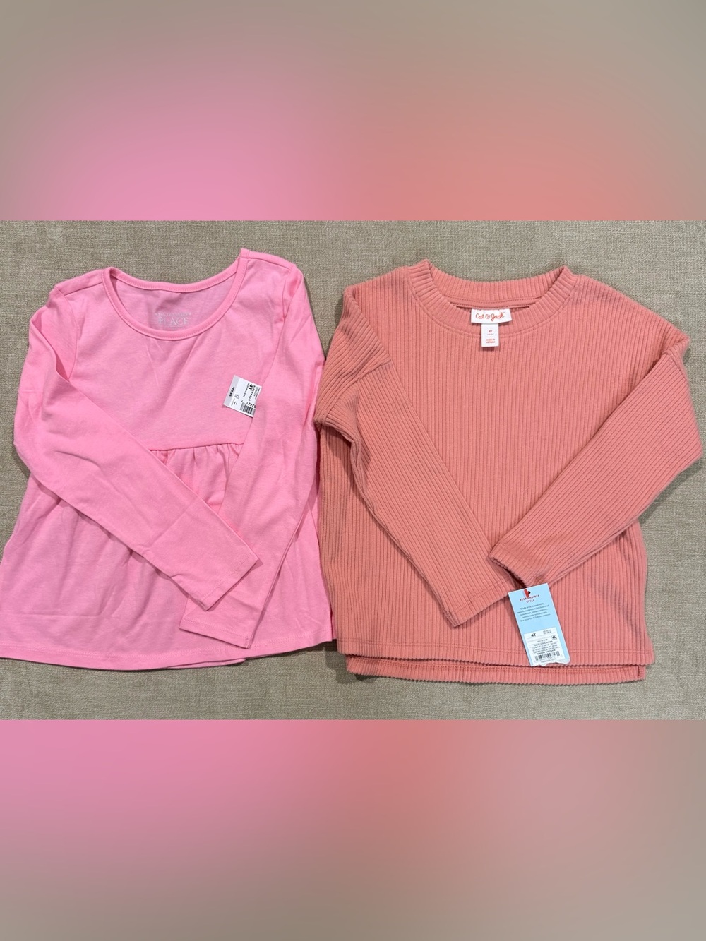 4T LOT of 2 Long Sleeve Toddler Girl Shirts - Cat&Jack and The Children's Place